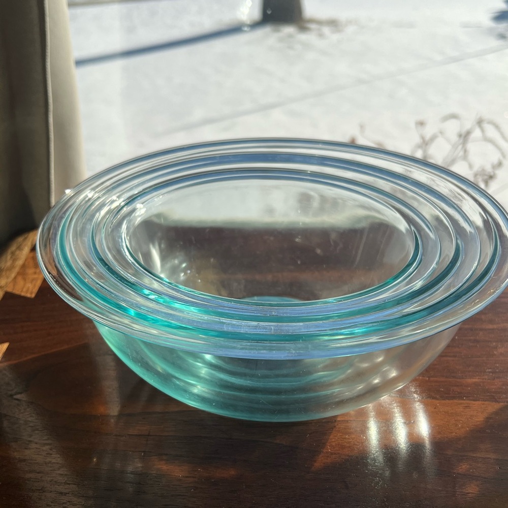 Set of Pyrex Clear Glass Nesting Bowls - #322, #323, #325